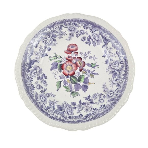 Copeland Spode Mayflower 2 Salad Plates Floral Lavender Border Vintage England - Picture 2 of 11